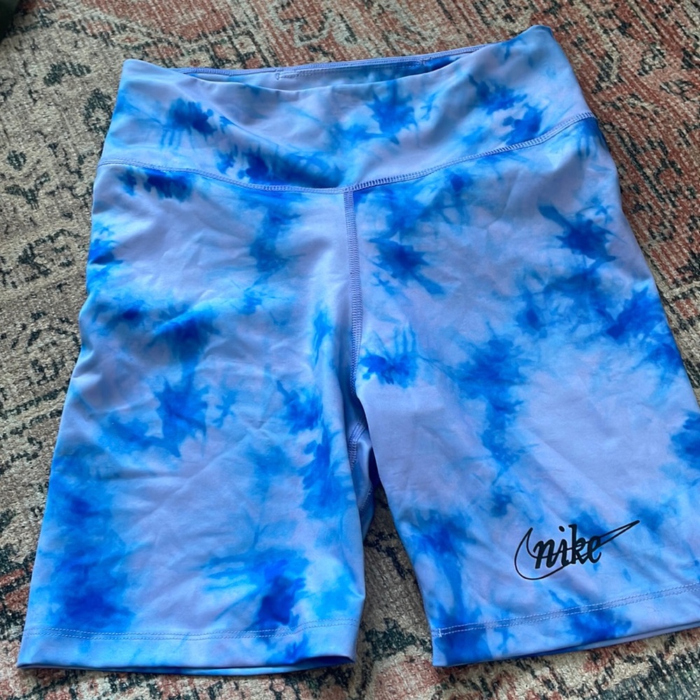 Blue tiedye Nike biker shorts